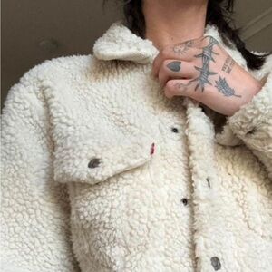 Levi’s Sherpa teddy cream bomber jacket